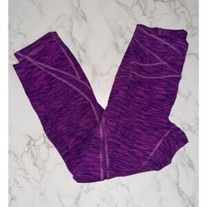 Lululemon Free Flow Crop 21” Diamond Space Dye Violet Raspberry Womens Size 2